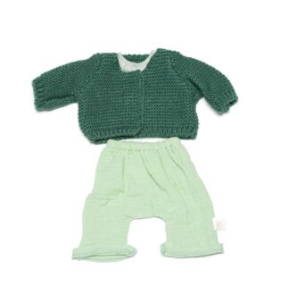 Hose, Shirt, Strickjacke grün